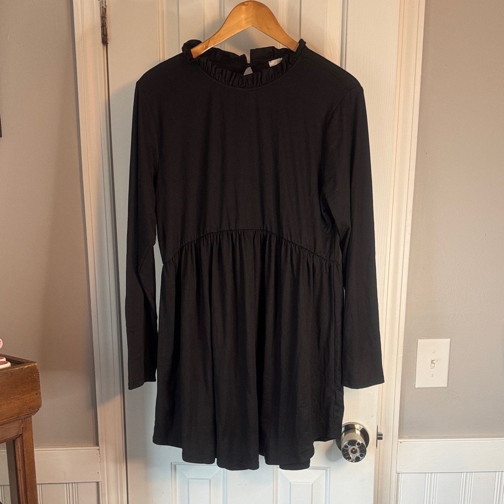 Chic Black Long Sleeve Women's Mini Dress